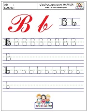 b harfi çizgi çalışması